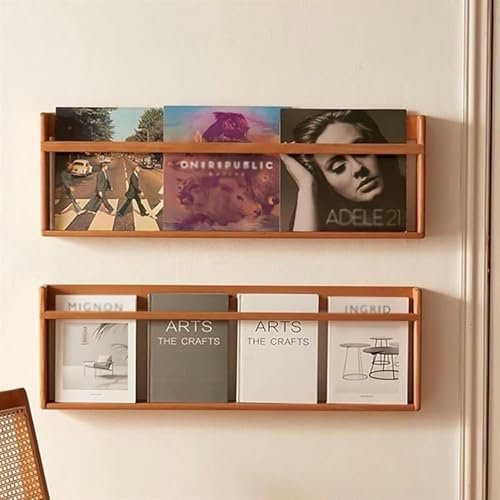 XDRGOOIUY 1er-Pack Zeitschriftenständer aus Holz/an der Wand montierter Prospekthalter, Zeitungs- und Bücherregal-Literaturständer, für Zuhause, Büro, Wartezimmer, Cafés/60/90 cm