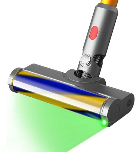 Odashen Soft Roller Laser Brush Head for Dyson V12 Detect Slim / V10 Slim - Green Dust Light Motorhead Replacement Attachment, Hard Floor Cleaning Accessory