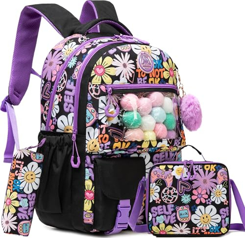 HTgroce Cartable Fille Primaire Sac à Dos Cartable Primaire 3 en 1 Sac à Dos Enfant Scolaire Sets de Sacs CE2