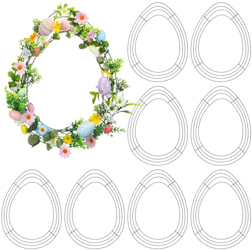 Memorywuu 6 Pcs 15.5 Inches Easter Wreath Egg Wire Wreath Form Garden Egg Shaped Form Frame for Easter DIY Craft Project Indoor Outdoor Holiday Door Porch Hanging Decor