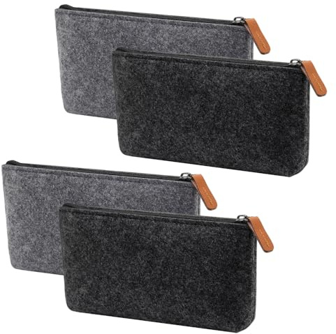 YDHfdc Federmäppchen 4 stück Filz Mäppchen Multifunktions Kosmetiktasche Filz Federtasche mit Reißverschluss für Stifte, Bleistifte, Schreibwaren, Bürobedarf, Kosmetik
