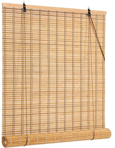 IMSGVIFO 54x72 Inch Bamboo Blinds for Interior Windows, UV Protection Roman Bamboo Curtains, Light Filtering & Easy to Install Roller Shades Window Shades for Patio Indoor Outdoor, Carbonized