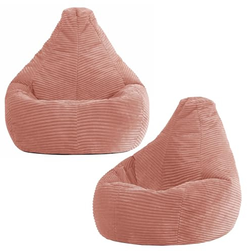 Icon Dalton Cord Sitzsack Kinder mit Füllung, 2er Pack, Rosa | In Deutschland Hergestellt, Sitzsack Sessel, Weicher Cordstoff, Kinder Sessel für Kinderzimmer und Schlafzimmer
