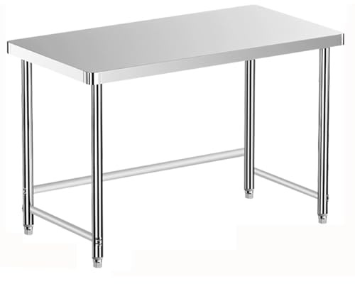 AILZCFX Banco da Lavoro in Acciaio Inossidabile, Piano Cottura da Cucina, Robusto Tavolo da Preparazione Commerciale, ripiano di stoccaggio Aperto con Gambe Regolabili, Tavolo in Metallo Commerciale