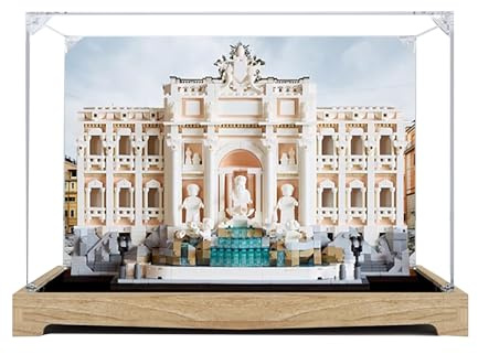 Vitrina acrílica para fuente Lego 21062 Trevi, modelo Roma, caja expositora de 3 mm a prueba de polvo, vitrina compatible con Lego 21062 (modelo no incluido) (fondo de construcción C)