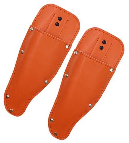 TOYANDONA Fundas de Cuero para Tijeras de Podar, Protección Segura, Material Resistente, Color Naranja, 2 Piezas, Bolsa Práctica para Jardín y Uso Exterior