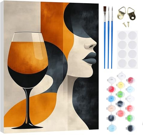 RICUVED Arte abstracto Pintar por Numeros Adultos Mujer con Marco, DIY Cuadros para Pintar por Numeros con Caballete de Madera, Pintura Acrilica Manualidades Adultos Decoracion 20x30cm