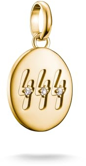 THOMAS SABO Charm Club Connect Charm-Anhänger Engelzahl mit Steinen 18k Vergoldung Recyceltes 925 Silber