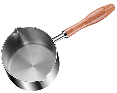 MUELODSIC Casserole Petite Inox Avec Manche Ergonomique Multi-usage Pour Chauffer Lait Eau Et Huile Batterie Cuisine Compacte Facile à Nettoyer Ranger