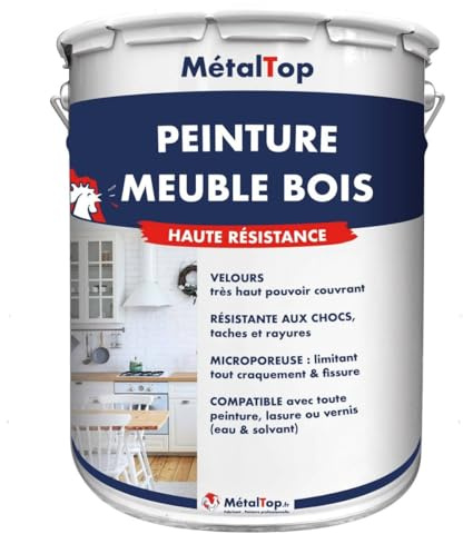Metaltop - Peinture Meuble Bois - Noir signalisation - RAL 9017-1 L - Protège le bois contre les agressions quotidiennes