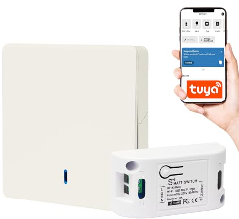QIACHIP WiFi Smart Switch Funk Lichtschalter 230V Wandsender Set | TUYA Smart Life APP kompatibel mit Alexa,Google Home,433MHZ Funktaster mit empfänger