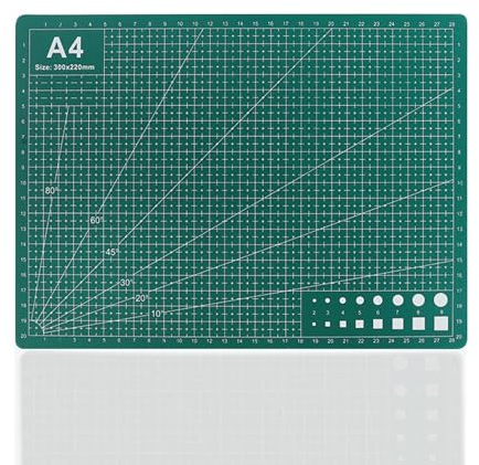 A4 Cutting Mat, 30cm X 22cm Double Sided Crafting Board Mat, Accurate Grid Lines and Measurement, Non-Slip Craft Board for Quilting, Sewing, Scrapbooking