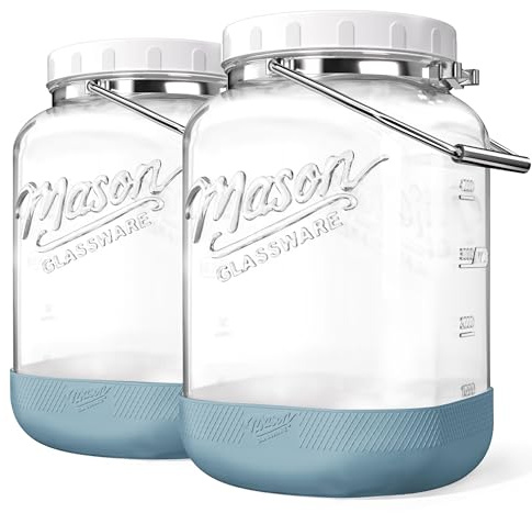 Absovetu Vorratsgläser mit Schraubdeckel, 5,5 L, 2 Stück Einmachgläser Groß | Einmachglas 5l, Einmachgläser mit Deckel Luftdicht, Fermentiergläser, Für Kimchi Kombucha Mehl Spaghetti Süßigkeiten Keksdose