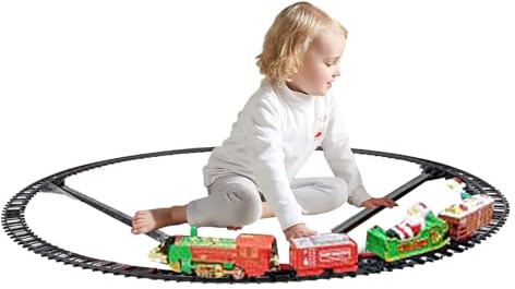 Tren de Navidad para el Árbol - Decoración con Sonido y Luces,Decoraciones de Tren Festivo,para Niños y Niñas Actividad Familiar Regalo Navideño