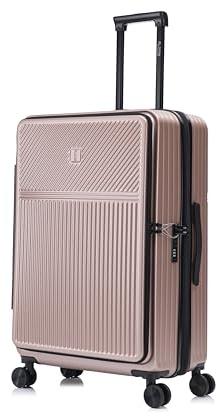 CELIMS - Grande Valise Soute 75 cm 23kg Rigide ABS Légère Front Pocket | Valise XL à roulettes 4 Roues 360° | Bagage Soute Avion 23kg | Valise Grande Taille Voyage | Serrure TSA | Rose Gold