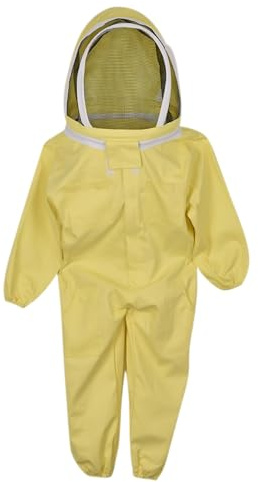 wkao Young Explorer Sting Proof Bee Suit, Full Body Beekeeper Suit, Cotton Twill Yellow, L Size