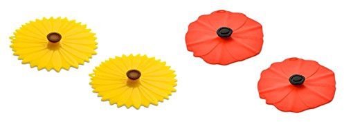 Set of 4 Charles Viancin Silicone Drink Covers – Wine Glass Covers – Small Silicon Lids – Cup Covers – 4 Inch Coffee Cup Lids