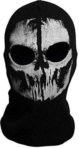 Black Sugar mixte Ghost - Tete de Mort Cagoule noire crâne de mort Masque intégral coupe-vent Résistant à la poussière Vélo Moto Masque motard Halloween Cosplay Party Cyclisme Randonnée Ski (Modèle G)