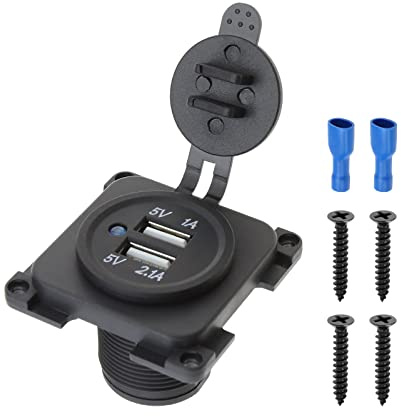be in your mind Double Prise de Chargeur USB Prise de Courant Double Port 5V 1A/2.1A Charge Rapide pour Téléphone Tablette GPS 12V Véhicule Moto RV Camping-Car Caravane Bateau