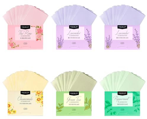 600 Fogli Carta Assorbente Olio, Carta Assorbente per il Viso Può Lavare Via l'olio dal Viso Senza Distruggere il Bellissimo Trucco, Fogli Assorbenti di Olio Ideale per l'uso Quotidiano