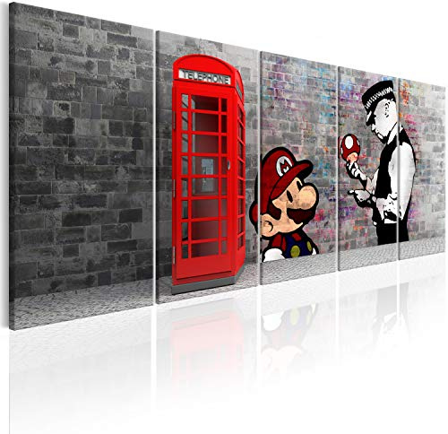 murando - Leinwandbild London Street Art, 200x80 cm, 5-teilig, Schlafzimmer | Hochwertige Leinwand, sofort aufhängbar, ideal fürs Wohn- oder Schlafzimmer, wasserfest und lichtecht, langlebig, stilvoll