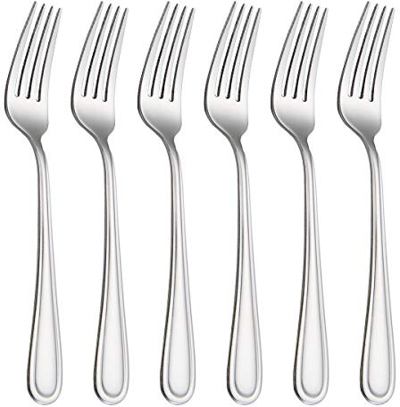 HISSF Table Forks Dinner Forks Stainless Steel 18/0 of Forks 6 Pcs for Home, Kitchen Restaurant, Dishwasher Safe, 7.99 Inches, Silver
