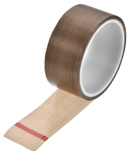 sourcing map Glasfaser PTFE Klebeband 40mm x 10m (Breite*Länge) PTFE Dichtungsband Selbstklebend PTFE Gewindedichtband Hitzebeständig Braun PTFE Band für Vakuummaschine Lebensmitteldichtung