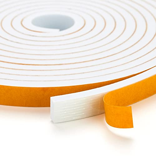 39 Feet Weather Stripping Door Seal, 1/4 Wide X 1/8 Thick Door Seal Strip High Density Foam Tape Adhesive Strip for Door Soundproofing,Window Insulation (1/4 x 1/8 x 39FT,White)