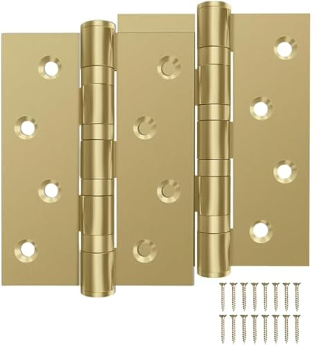 Garden Mile 2 Pack Brass Door Hinges 4”/100mm – Heavy Duty Butt Hinges with Screws, Durable Internal Hinges for Doors, Gates, Cabinets & Furniture