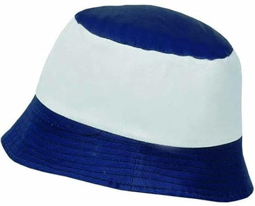 Generico 5 Pezzi Cappellino Bob Mare in Cotone Modello Pescatore a Secchiello in Cotone 160 gsm/M2 Colori Assortiti (Blu/Bianco)