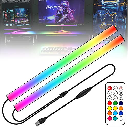 WILLED 2-In-1 Gaming Beleuchtung, 5V USB RGB Under Monitor Lampe, Dreamcolor Screenbar für PC Setup mit 12 Dynamische, Ambient Deko mit Fernbedienung, Beleuchtung für TV Hintergrundbeleuchtung