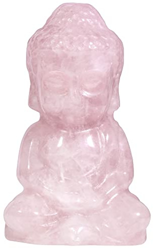 Nupuyai Kleine Roenquarz Stein Buddha Figur Edelstein Glücksbuddha Deko