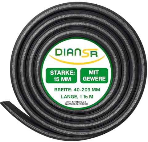 Gummistreifen mit Gewebeeinlage bis 10m Länge in 15mm dick und 5 Verschiedene Breiten Hartgummi Vollgummi Gummiauflage Gummi-Platte-Matte Schürfleiste (120mm (12cm), Länge: 2m)