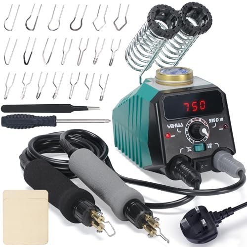 YIHUA 939D-VI Dual Pen Wood Burning Kit with Digital Display with 20 Wire Nibs, Detachable Pyrography Pen, 2 Wood Pieces, Tweezers Used as Wood Burning Tool and Branding Iron for Wood