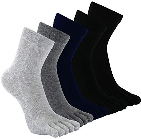 Calcetines con Dedos para Hombres de Algodón Calcetín de Deportes Running Cinco Dedos Separados Multicolor 5 Pares EU 45-48