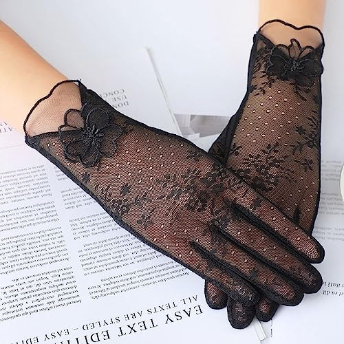 CHUYIX Damen Handschuhe Spitze 1Pcs Kurze Brauthandschuhe Hochzeit Brautknoten Spitze Blume Hochzeitskleid Handschuhe Hochzeitskleid Zubehör Braut Handschuhe für Brautbankett, Party, Hochzeit, Opern
