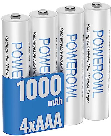 POWEROWL 4 PCS Rechargeable Batteries AAA 1000mAh - NiMH 1.2V - Premium NiMH Triple A Battery for Cordless Phones