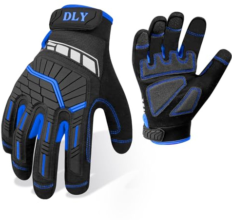 DLY Mechaniker Handschuhe Sicherheitshandschuhe Arbeitshandschuhe Herren | TPR-Dämpfung gegen Vibrationen, stoßfest & sicher, abriebfest, weich komfortabel, touchscreen-tauglich für Werkstattarbeiten
