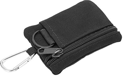 EVGATSAUTO Münztasche, Mini-EDC-Tasche, Outdoor-EDC-Molle-Tasche, Geldbörse, Mini-tragbares Schlüsselkartenetui, Beutel, Münzgeldbörse mit Karabiner (Schwarz)