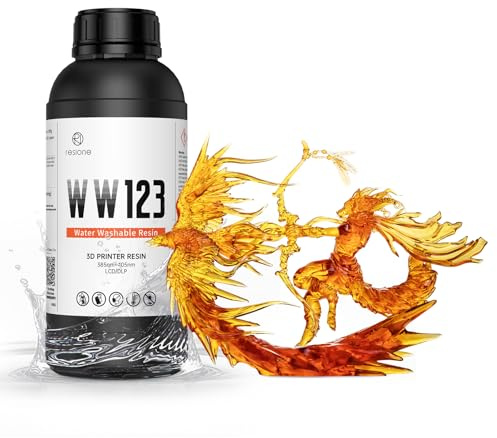 RESIONE Water Washable 3D Resin, Flüssiges 405nm-Hochgeschwindigkeitsdruck Harz, Rissfrei und Feuchtigkeitsbeständig, 3D-Druckerharz Nahezu Geruchlos, Flammendes Orange, 1kg