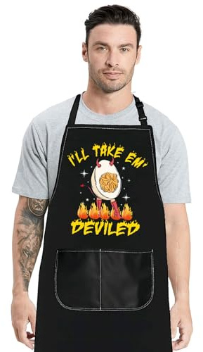 JNIAP Halloween Deviled Egg Apron Thanksgiving Deviled Egg Gifts I'll Take 'Em Deviled Funny Egg Apron With Pockets (I'll Take 'Em)