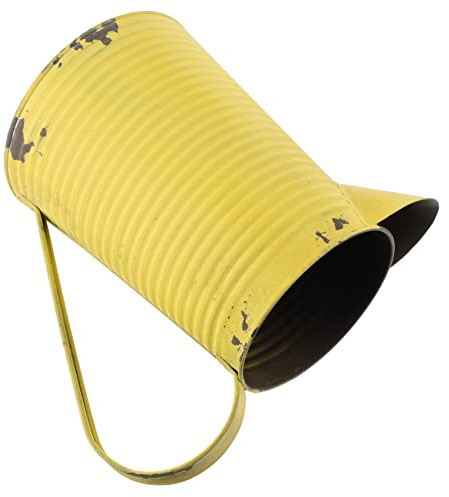 Milisten Pichet à Fleurs en Fer Jaune Vintage pour Centre de Table | Décoration Intérieure Rustique Rétro, Usage Polyvalent, Balcon Potager