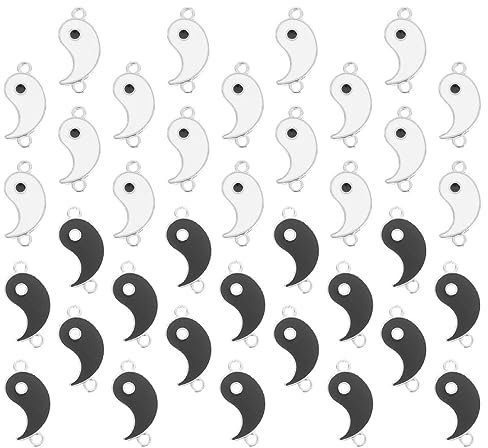STOBOK 36 Stück Tai Chi Bagua Legierungs Charme Schwarz Weiß Selbstgemacht Schlüsselanhänger Anhänger Für Armband Halskette Basteln Geschenk