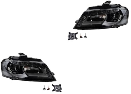 Johns, Scheinwerfer Satz passend für Audi A3 8P 08/2008-08/2012 Xenon D3S Links & Rechts + Nebelscheinwerfer + Leuchtmittel