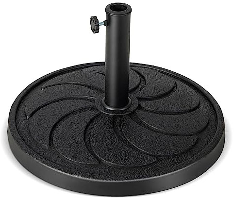 GOPLUS Pied de Parasol de Jardin Exterieur 38/48 mm, Support de Parasol Étanche en Résine avec Tube en Métal, Base de Parasol Lestée de 18KG, Socle de Parasol de Ø54 cm pour Plage, Balcon,Patio