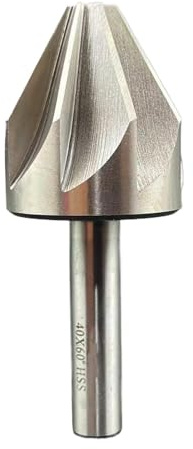 1 foret à fraiser HSS de 6 à 50 mm de diamètre, fraise à chanfreiner à 60 degrés, 6 cannelures/8 cannelures, tige ronde, fraise à chanfreiner for métal, bois et plastique(40mm 60 degrees)