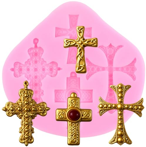 XMOLDNMS Kreuzformen Silikon Kreuz Fondant Formen Kreuz Silikonform Kreuz Süßigkeitenform Für Taufe Kuchendekoration Cupcake Topper Schokolade Blütenpaste Polymer Clay