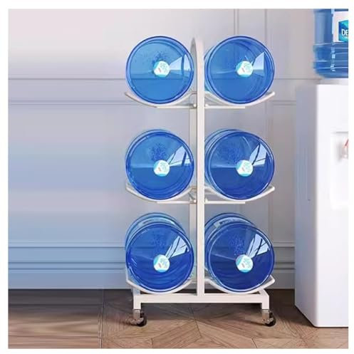 Soporte para jarra de agua con gran capacidad, doble fila de colocación para el hogar, cocina y oficina, estante portátil para almacenamiento de cubos de agua pura de 2/3 niveles (negro, 45 x 28 x 95