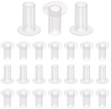 sourcing map 24pcs Flanged Sleeve Bearings Plastic Bushings ID 6.2mm x OD 8.04mm x Length 18.05mm Nylon Bushings, White