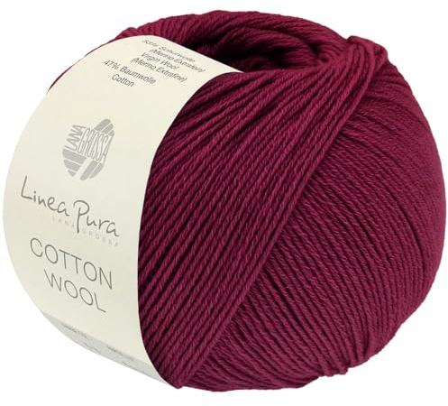 LANA GROSSA Cotton Wool | Klassisches Schurwollgarn mit Baumwolle | Handstrickgarn aus 53% Schurwolle (Merino extrafein) & 47% Baumwolle | 50g Wolle zum Stricken & Häkeln | 195m Garn FB 29